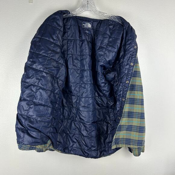 The North Face Men's Plaid Jacket Size Medium Quilt Lined Insulated Shacket Snap - Picture 5 of 8